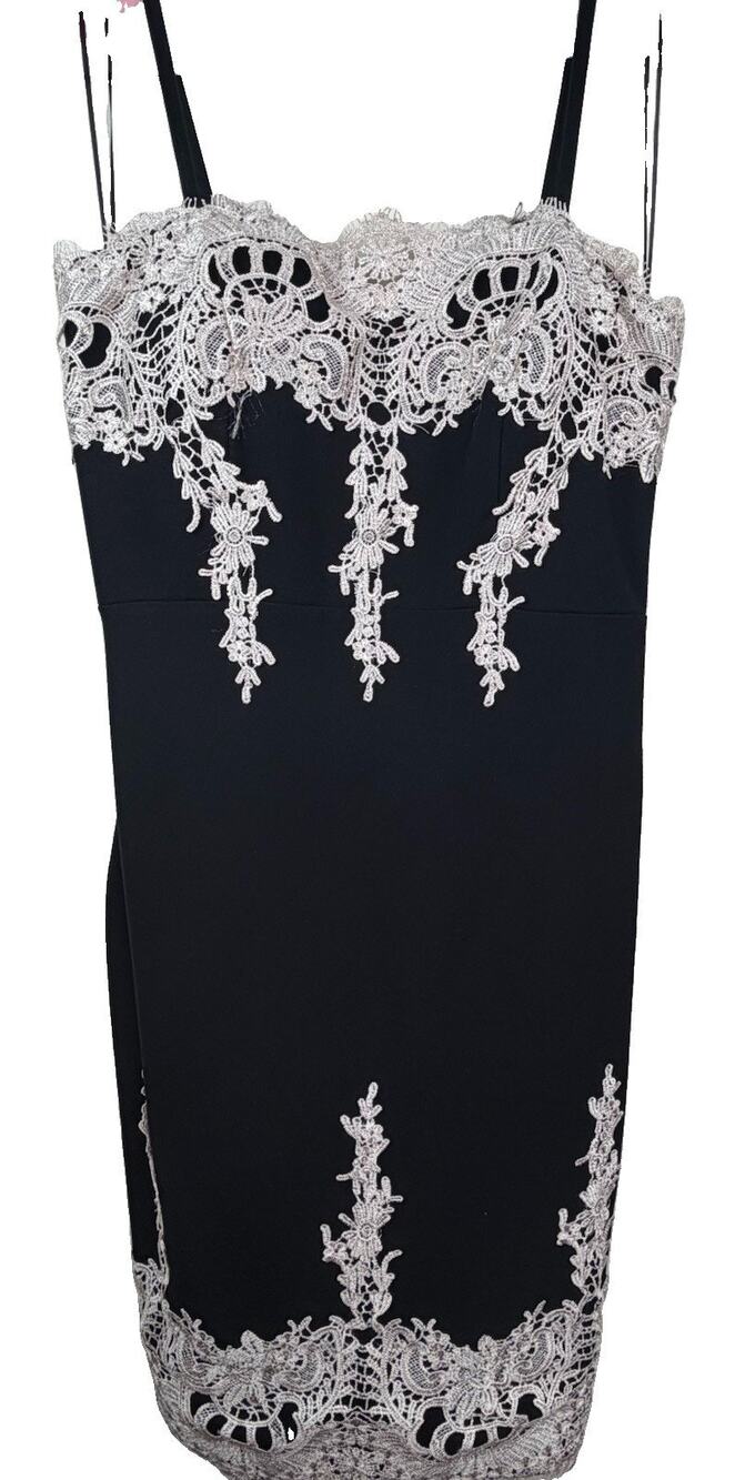 Haute Monde Women's Little Black Mini Dress Lace Zip Adj Straps Zip Padded XL